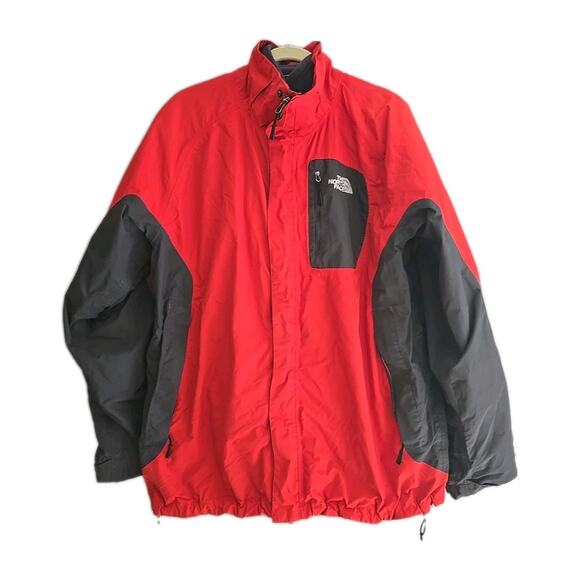 The North Face Hyvent Red Full Zip Hooded Lined Coat Warm Men's Size XL - Picture 1 of 9